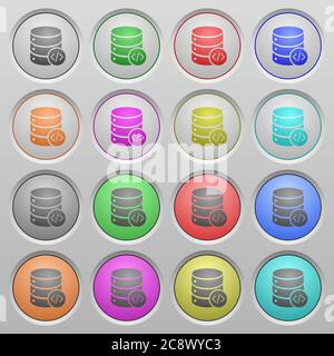 Set of database programming plastic sunk spherical buttons. Stock Vector