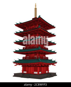 Pagoda Tower Isolated Stock Photo