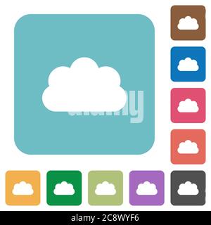 Flat cloud icons on rounded square color backgrounds. Stock Vector