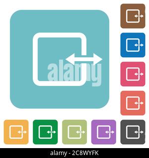 Flat adjust item width icons on rounded square color backgrounds. Stock Vector