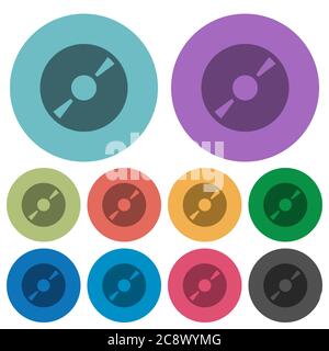 Color DVD disc flat icon set on round background. Stock Vector