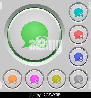 Set of color Blog comment settings sunk push buttons. Stock Vector