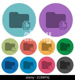 Color Copy folder flat icon set on round background. Stock Vector