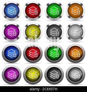 Set of locked layers glossy web buttons. Arranged layer structure. Stock Vector