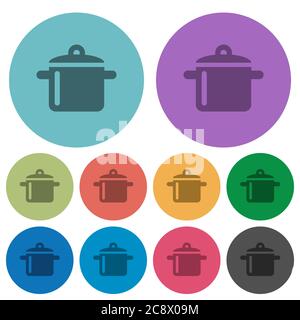 Color cooking flat icon set on round background. Stock Vector