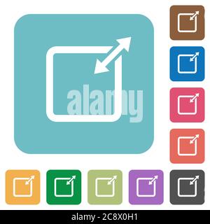 Flat adjust item size proportionally icons on rounded square color backgrounds. Stock Vector
