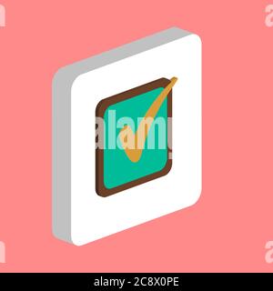Checklist Simple vector icon. Illustration symbol design template for web mobile UI element. Perfect color isometric pictogram on 3d white square. Che Stock Vector
