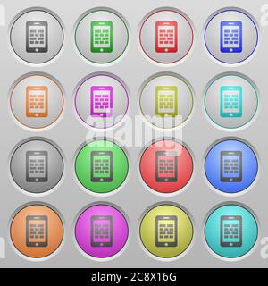 Set of smartphone firewall plastic sunk spherical buttons. Stock Vector