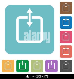 Flat adjust item height icons on rounded square color backgrounds. Stock Vector