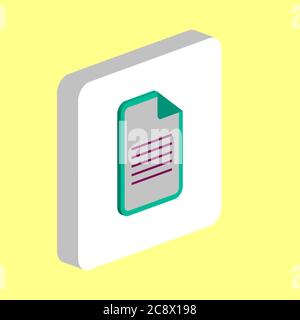 Document page Simple vector icon. Illustration symbol design template for web mobile UI element. Perfect color isometric pictogram on 3d white square. Stock Vector
