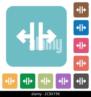 Flat vertical split icons on rounded square color backgrounds. Stock Vector
