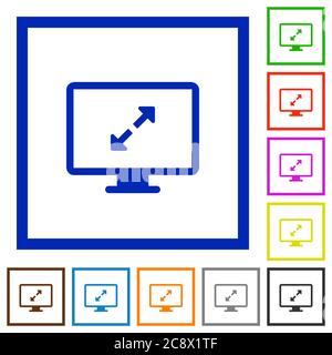 Set of color square framed Screen settings flat icons Stock Vector ...
