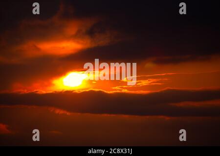 Dramatic Sky with Sunbeam . Spectacular Twilight Heaven Stock Photo
