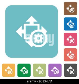 Flat size settings icons on rounded square color backgrounds. Stock Vector
