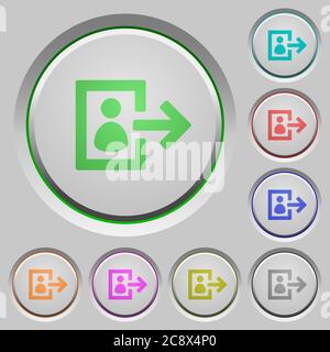 Set of color user logout sunk push buttons. Stock Vector