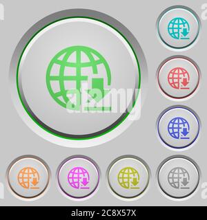 Set of color Download from the internet sunk push buttons. Stock Vector