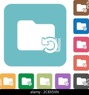 Flat undo folder operation icons on rounded square color backgrounds. Stock Vector