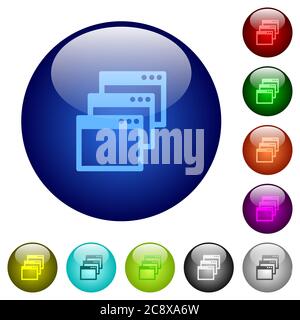 Set of color Cascade window view mode glass web buttons. Stock Vector