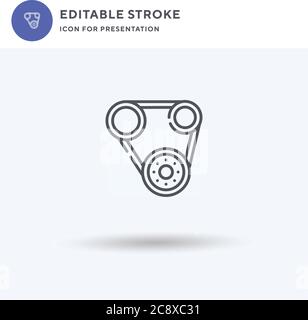 Timing Belt icon vector, filled flat sign, solid pictogram isolated on white, logo illustration. Timing Belt icon for presentation. Stock Vector