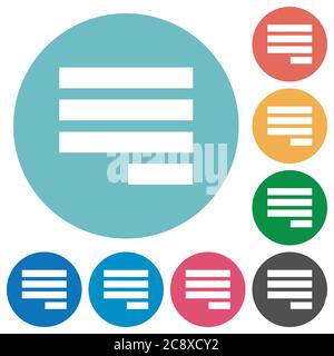 Flat Text align justify last row left icon set on round color ...