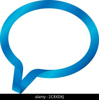 Vector illustration. Simple ribbon talk bubble in blue tones. Isolated. Stock Vector