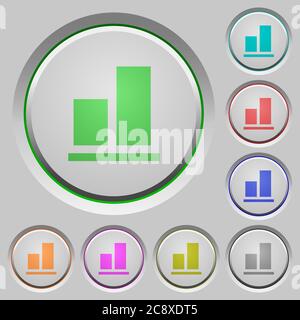 Set of color Align to bottom sunk push buttons. Stock Vector