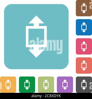 Flat height tool icons on rounded square color backgrounds. Stock Vector