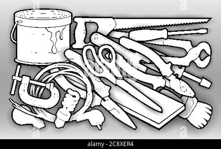Cartoon home repair instruments illustration Stock Vector Image & Art ...