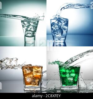 wonderful water splash collage glass Stock Photo