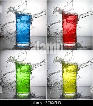 wonderful water splash collage glass Stock Photo