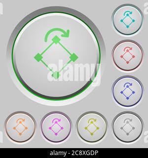 Set of color rotate element sunk push buttons. Stock Vector