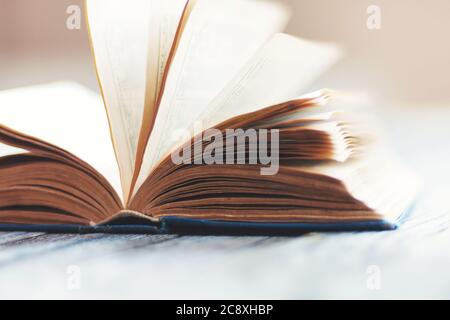 old weathered book with open pages in retro style Stock Photo