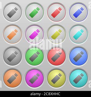 Set of pendrive plastic sunk spherical buttons. Stock Vector