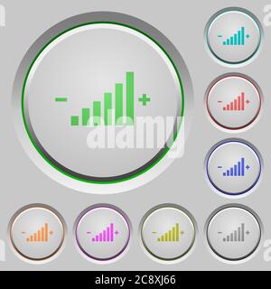 Set of color control element sunk push buttons. Stock Vector