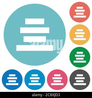 Flat Text align center icon set on round color background. Stock Vector