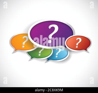 Multiple question marks inside bubbles. illustration design over a white background Stock Vector