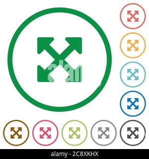 Resize full alt flat color icons with quadrant frames on white ...