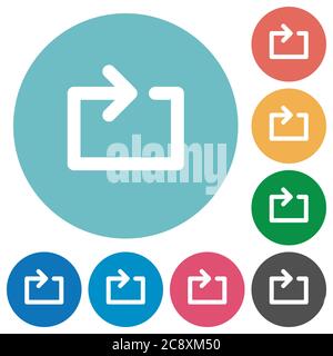 Flat media loop icon set on round color background. Stock Vector