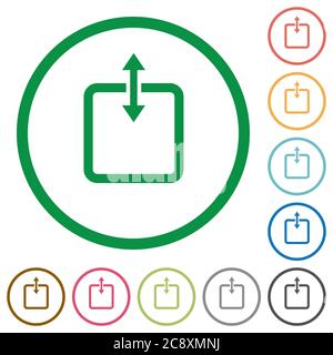 Set of adjust item height color round outlined flat icons on white background Stock Vector
