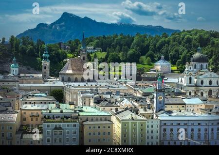 Aerial view of the historic city of Salzburg in Austria Stock Photo