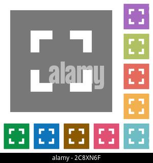 Selector tool flat icon set on color square background. Stock Vector