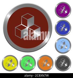 Set of color glossy coin-like cubes buttons Stock Vector