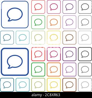 Set of color square framed comment flat icons on white background Stock ...