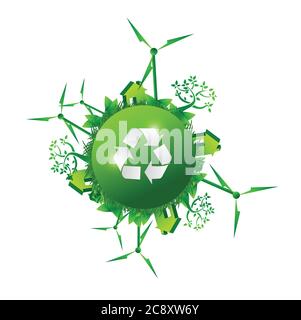 Recycle green nature concept illustration design over a white background Stock Vector