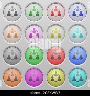 Set of online users plastic sunk spherical buttons. Stock Vector
