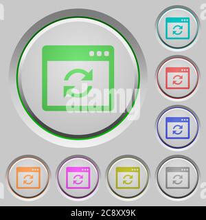 Set of color application syncronize sunk push buttons. Stock Vector