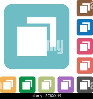 Overlapping elements flat icons on color rounded square backgrounds Stock Vector