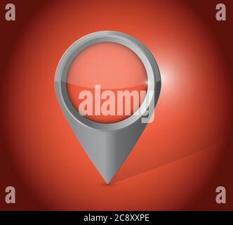 Red locator pointer illustration design over a red background Stock Vector