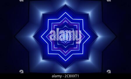 3D rendering of a cool star shaped lights in light and dark blue colors Stock Photo