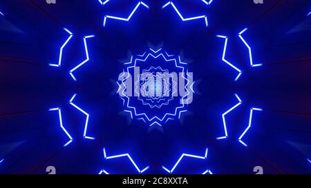 3D rendering of a cool star shaped lights in light and dark blue colors Stock Photo